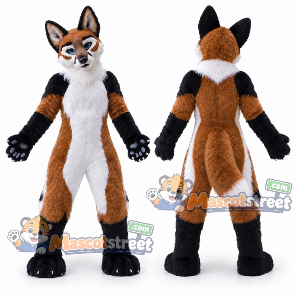 Orange and Black Fox Mascot Costume Orange and Black Fox Mascot Costume