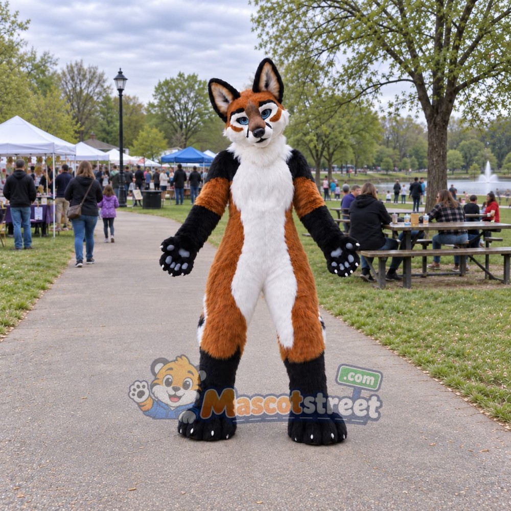 Orange and Black Fox Mascot Costume Orange and Black Fox Mascot Costume