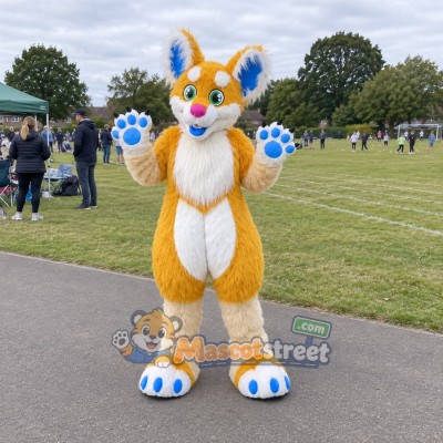 Yellow and White Canine Mascot Costume Yellow and White Canine Mascot Costume