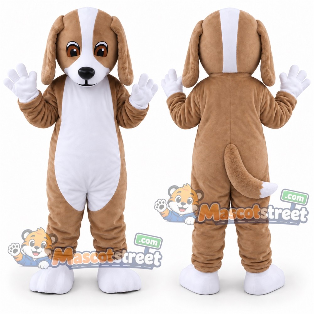 Brown and White Dog Mascot Costume