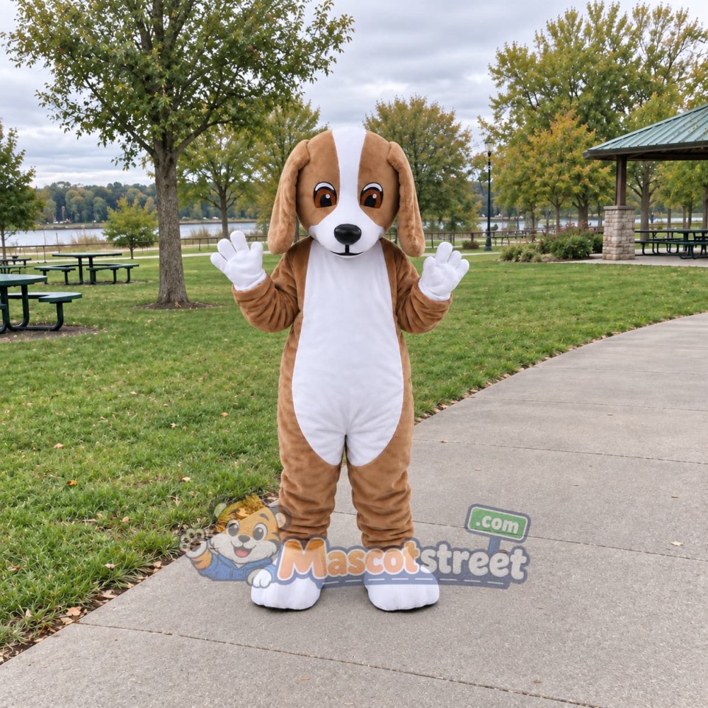 Brown and White Dog Mascot Costume