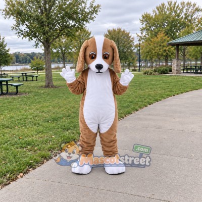 Brown and White Dog Mascot Costume
