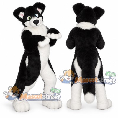 Black and White Husky Mascot Costume