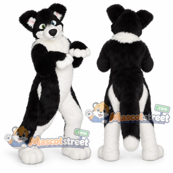 Black and White Husky Mascot Costume