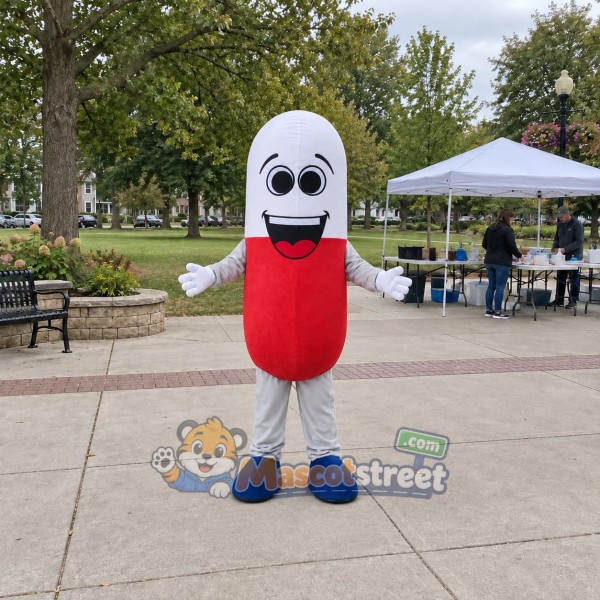 Red and White Capsule Mascot Costume