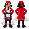 Pirate Mascot Costume with Red Coat and Red Bandana