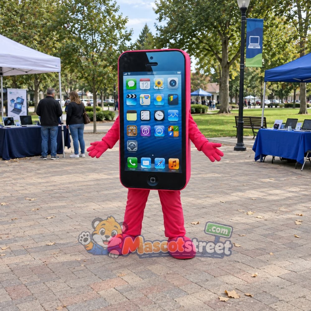 Pink Smartphone Mascot Costume