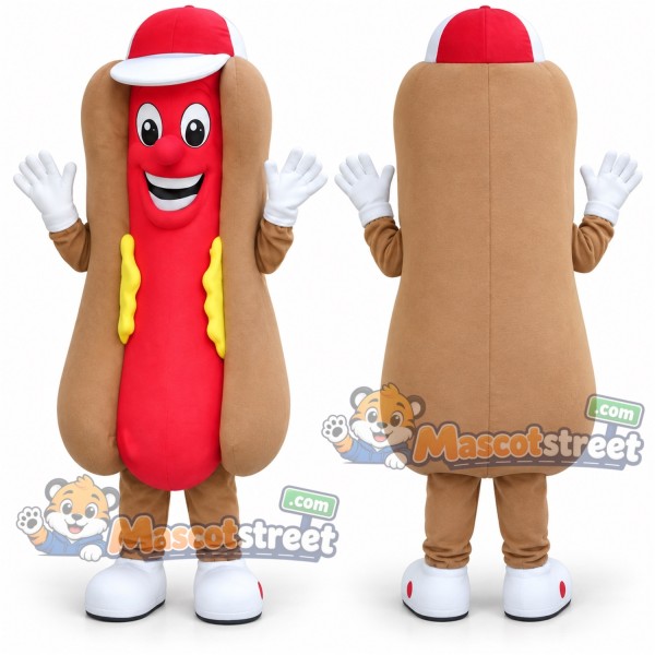 Hot Dog Mascot Costume with Red Cap