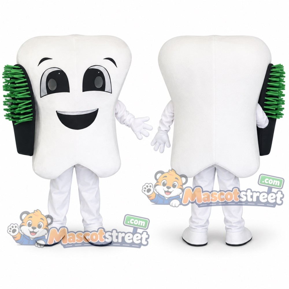 White Tooth Mascot Costume White Tooth Mascot Costume