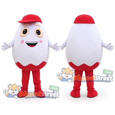 White Egg Mascot Costume with Red Cap