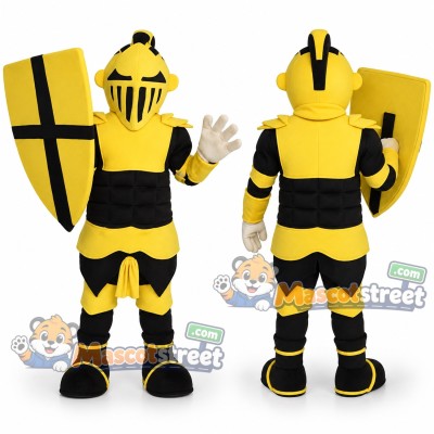 Knight Mascot Costume with Yellow and Black Armor Knight Mascot Costume with Yellow and Black Armor