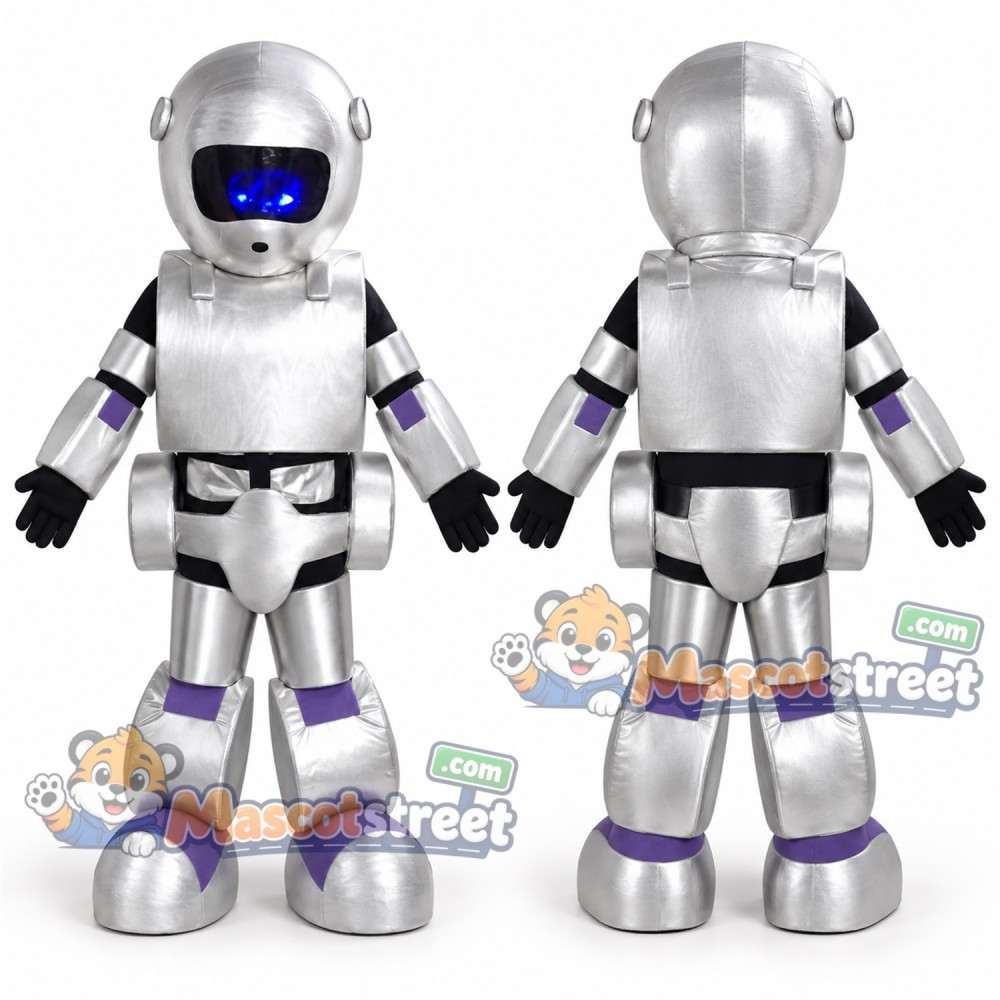 Silver Robot Mascot Costume Silver Robot Mascot Costume