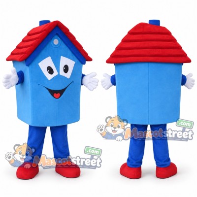 Blue House Mascot Costume Blue House Mascot Costume