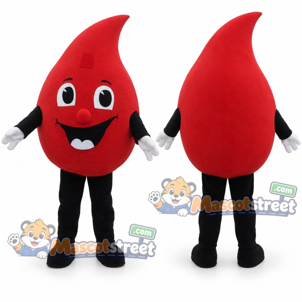 Red Blood Drop Mascot Costume Red Blood Drop Mascot Costume
