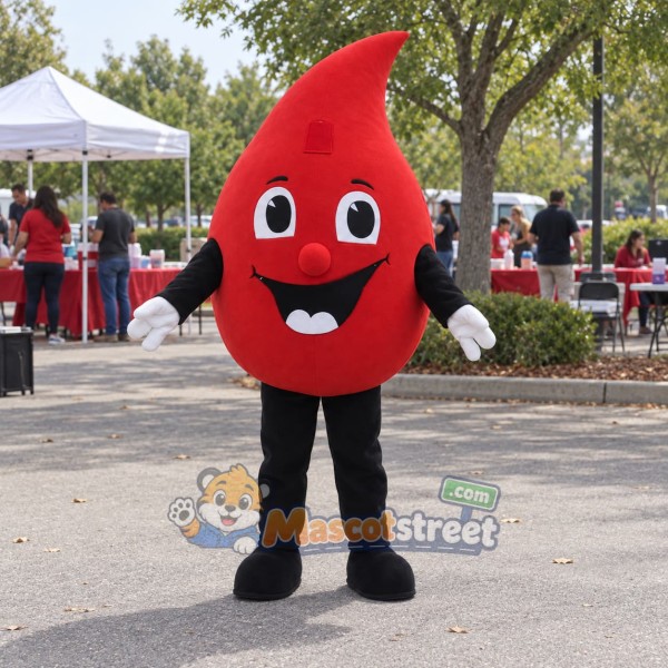 Red Blood Drop Mascot Costume Red Blood Drop Mascot Costume