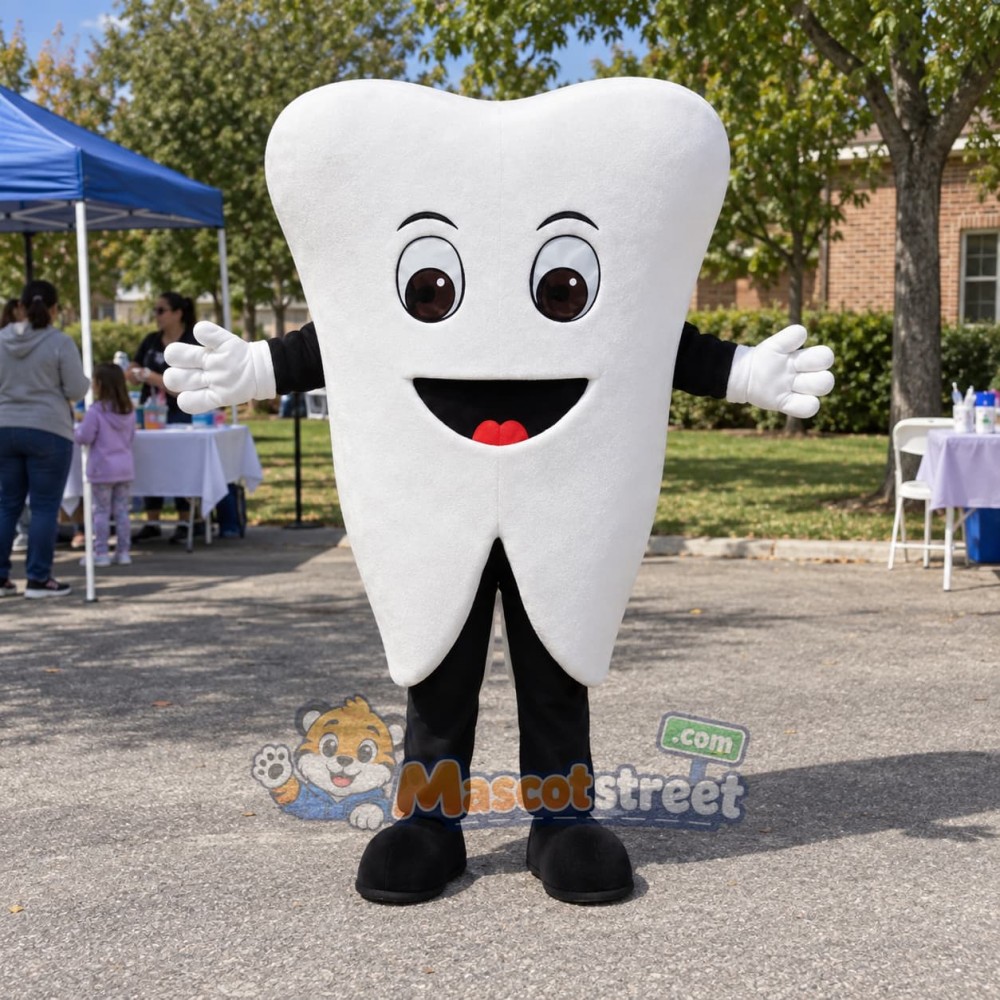 White Tooth Mascot Costume White Tooth Mascot Costume