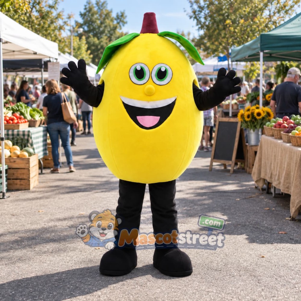 Lemon Mascot Costume with Red Fez