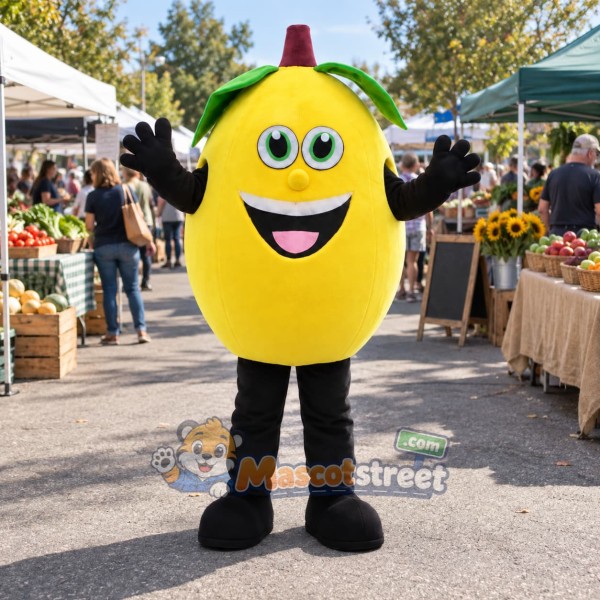 Lemon Mascot Costume with Red Fez