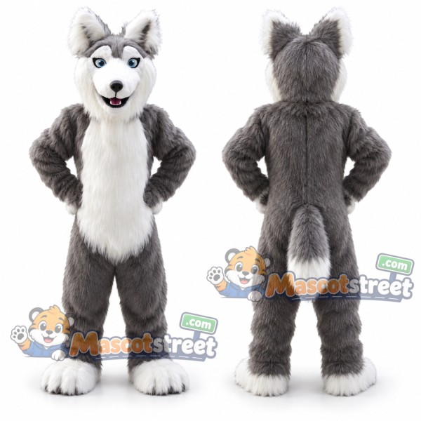 Gray Husky Mascot Costume