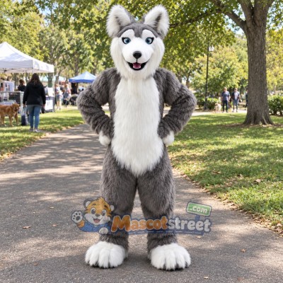 Gray Husky Mascot Costume Gray Husky Mascot Costume