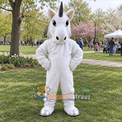 White Unicorn Mascot Costume White Unicorn Mascot Costume