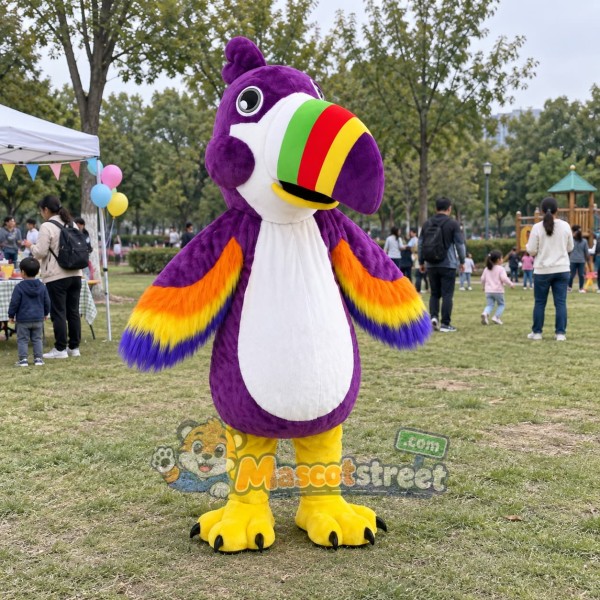 Purple Toucan Mascot Costume