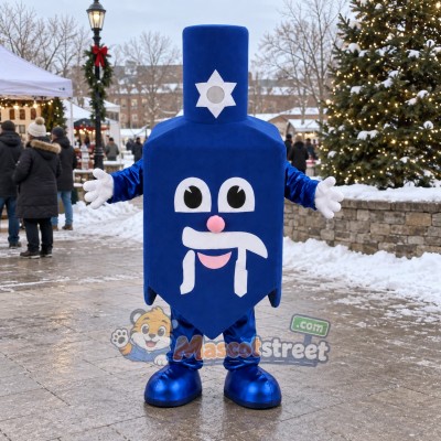Blue Dreidel Mascot Costume Blue Dreidel Mascot Costume