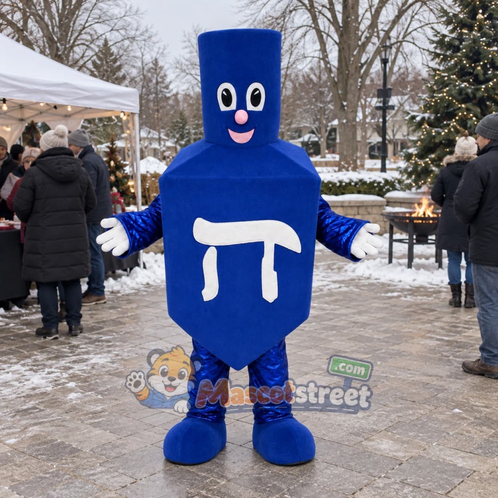 Blue Dreidel Mascot Costume Blue Dreidel Mascot Costume