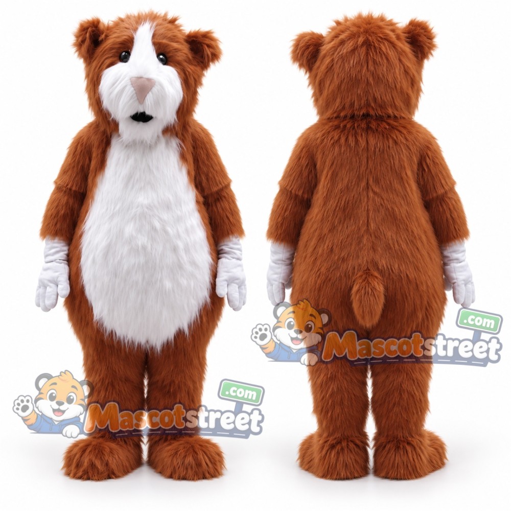 Brown and White Guinea Pig Mascot Costume