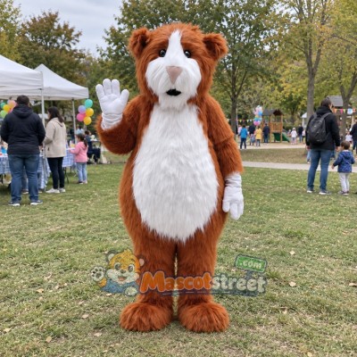 Brown and White Guinea Pig Mascot Costume