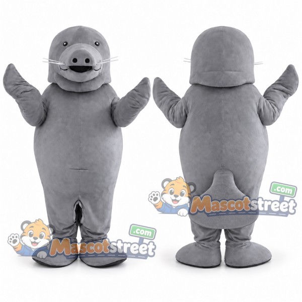Gray Manatee Mascot Costume