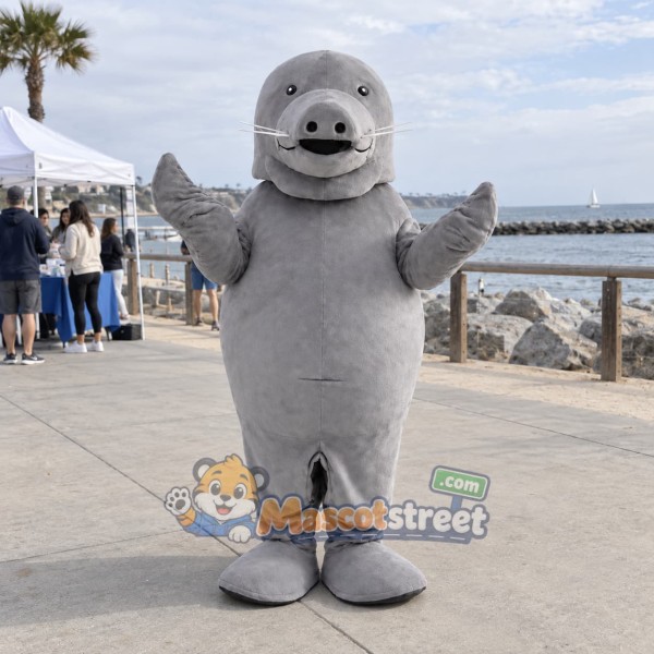 Gray Manatee Mascot Costume