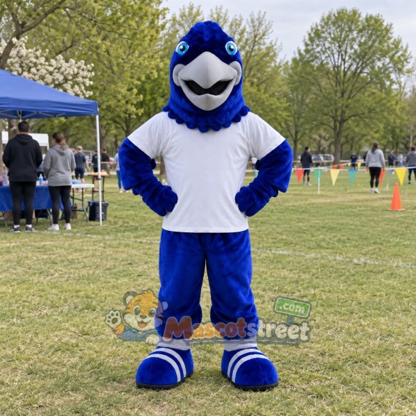 Blue Bird Mascot Costume with White Shirt