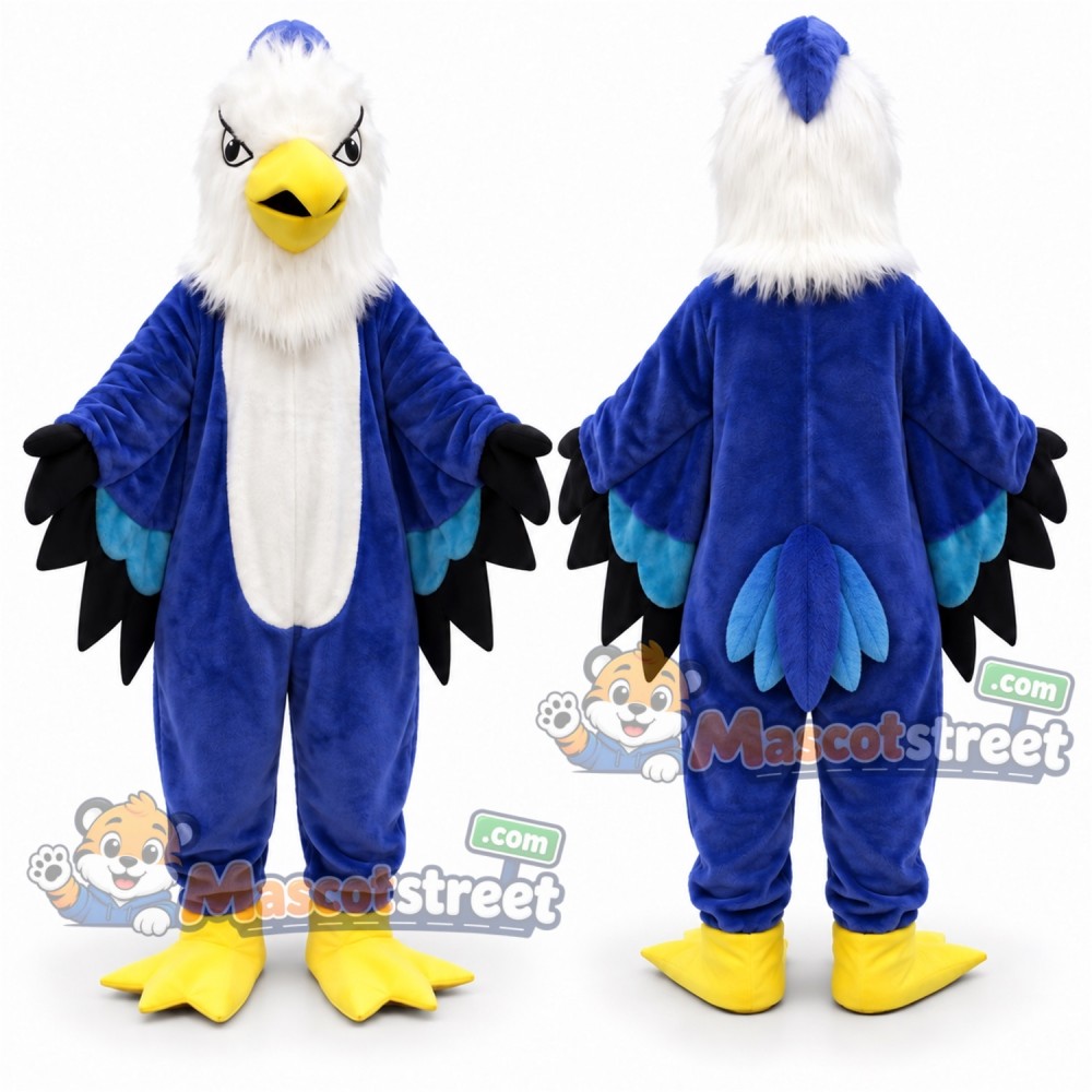 Blue and White Bird Mascot Costume