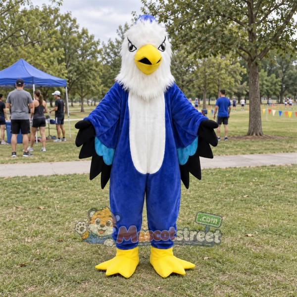 Blue and White Bird Mascot Costume