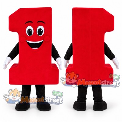 Red Number One Mascot Costume Red Number One Mascot Costume