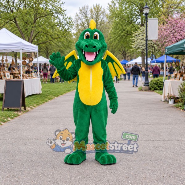 Green Dragon Mascot Costume Green Dragon Mascot Costume