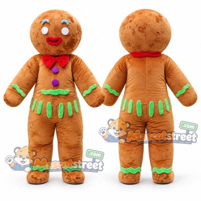 Gingerbread Person Mascot Costume with Red Bow Tie Gingerbread Person Mascot Costume with Red Bow Tie