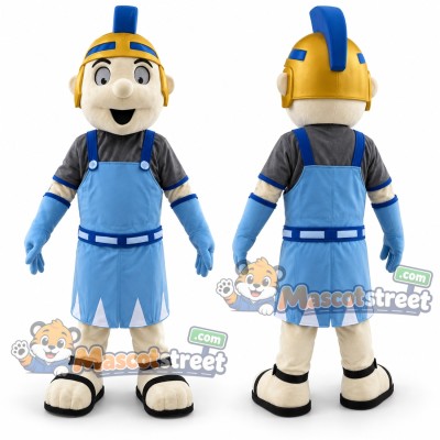 Knight Mascot Costume with Blue Armor and Helmet