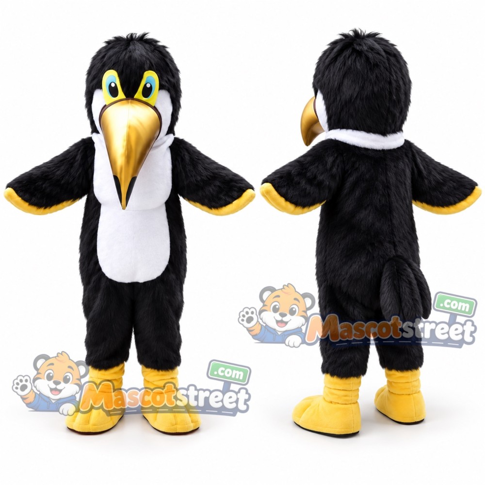 Black Toucan Mascot Costume Black Toucan Mascot Costume