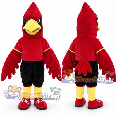 Red Cardinal Mascot Costume with Red Shirt and Black Shorts Red Cardinal Mascot Costume with Red Shirt and Black Shorts