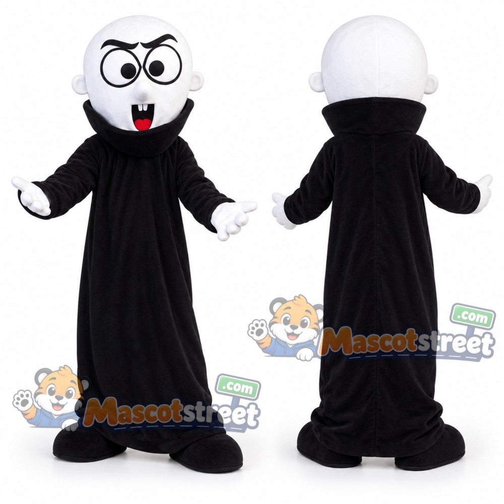 White Faced Vampire Mascot Costume with Black Robe White Faced Vampire Mascot Costume with Black Robe