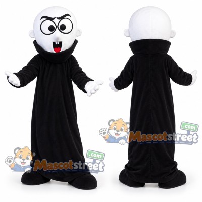 White Faced Vampire Mascot Costume with Black Robe White Faced Vampire Mascot Costume with Black Robe