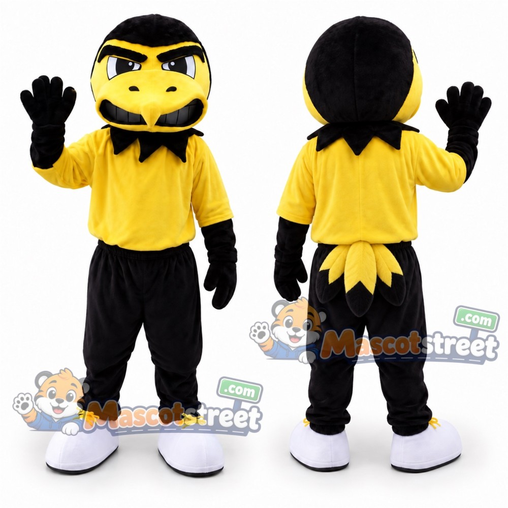 Yellow and Black Bird Mascot Costume with Yellow Shirt and Black Trousers Yellow and Black Bird Mascot Costume with Yellow Shirt and Black Trousers