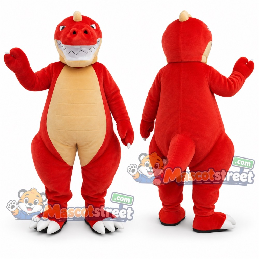 Red Dinosaur Mascot Costume Red Dinosaur Mascot Costume