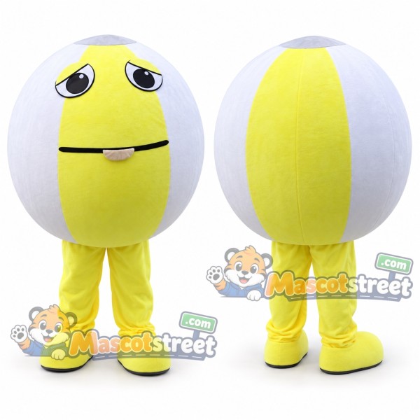 Yellow and White Beach Ball Mascot Costume
