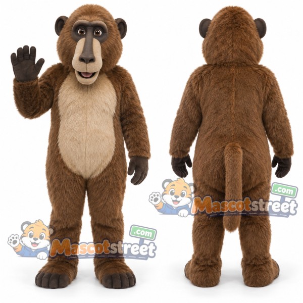Brown Baboon Mascot Costume