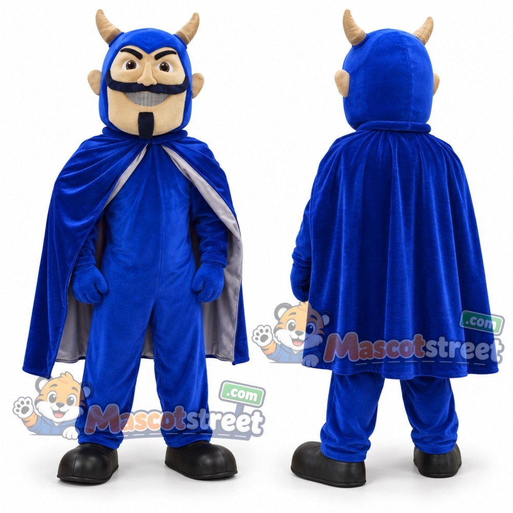 Blue Devil Mascot Costume with Blue Cape Blue Devil Mascot Costume with Blue Cape