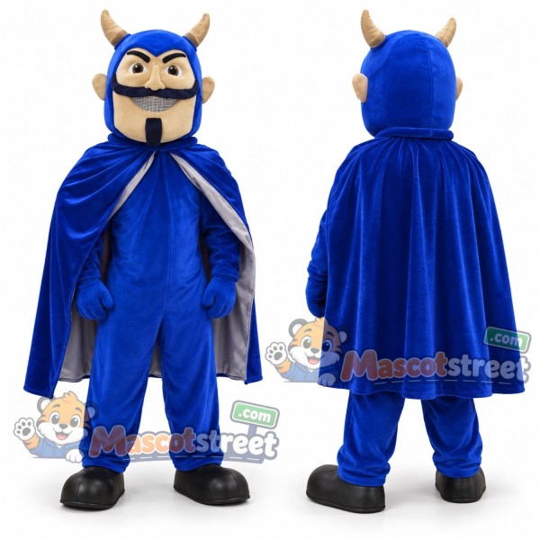 Blue Devil Mascot Costume with Blue Cape