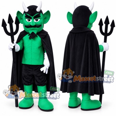 Green Devil Mascot Costume with Black Shorts and Black Cape Green Devil Mascot Costume with Black Shorts and Black Cape